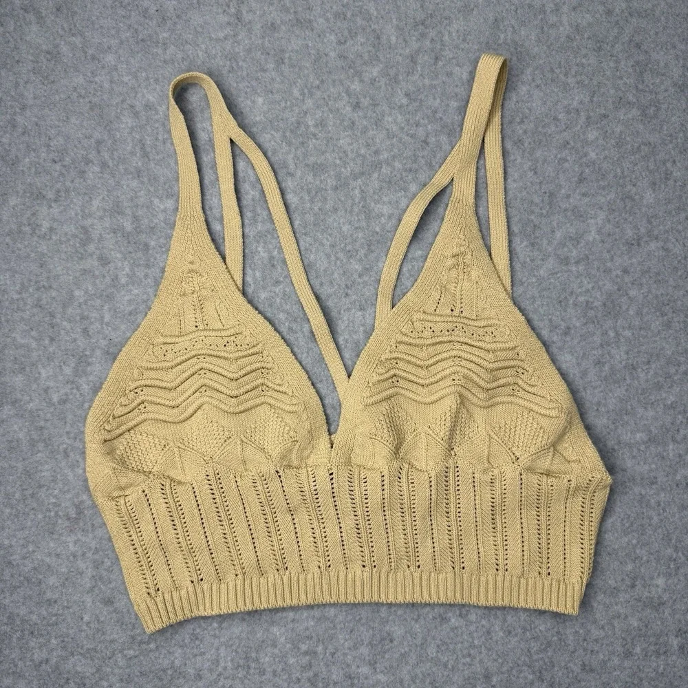 Intimately Free People Tan Crochet Bralette Boho Festival Womens XS